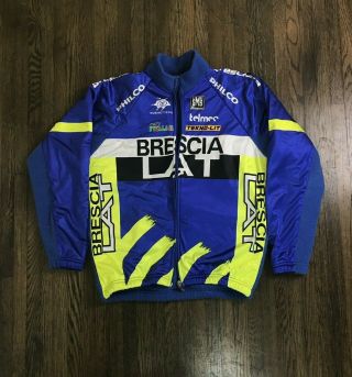 Vintage Santini Sms Italia Fleece Lined Cycling Jacket Full Zip Medium M Brescia