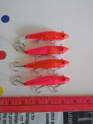 Set Of 4 Vintage Nib L&s Pink Mirrolure Saltwater Fishing Lures