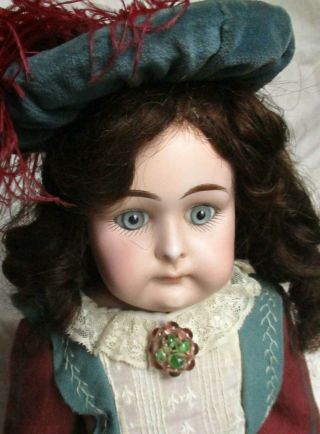 Unusual Early Antique German Bisque Head Doll,  Pouty Kestner,  Not Perfect