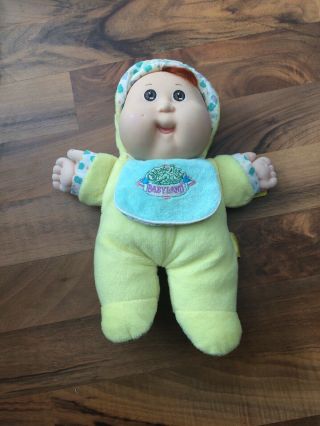 Vtg 1987 Cabbage Patch Kids Babyland Yellow Doll Rattle Brown Eyes Brown Hair