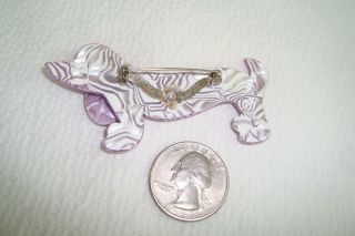 Vintage Lea Stein Purple Dachshund Dog Plastic Pin Brooch Paris France 2