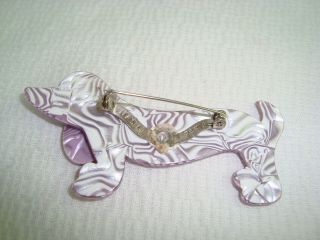 Vintage Lea Stein Purple Dachshund Dog Plastic Pin Brooch Paris France 3