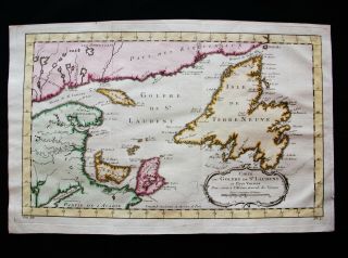 1754 Bellin: Orig.  Map: North America,  Canada,  Newfoundland & Labrador,  Ontario