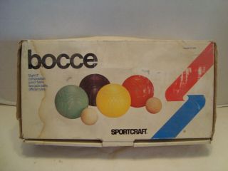 Bocce Sportcraft Model 01040 Vintage Set With Plastic Bag Carrying Case 1981