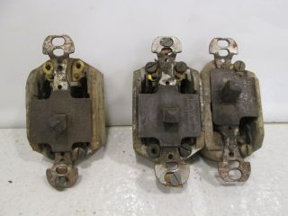 3 Vintage Bryant Porcelain Toggle Style Light Switches