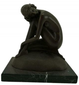 Art Deco Bronze Sculpture Of A Naked Lady - 