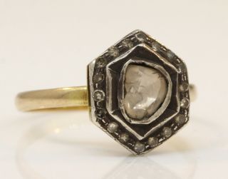LOVELY ANTIQUE STERLING SILVER/14K YELLOW GOLD RING WITH 0.  75 CTW DIAMONDS I50 3