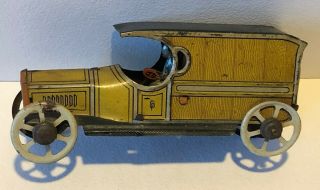 Antique Penny Toy German Tin Litho Wwi Era Delivery Truck W/ Driver Early 20th C