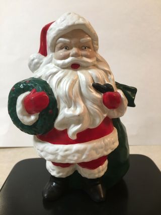 Vintage Ceramic Santa Claus Hand Painted 1970s Christmas
