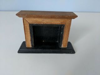 Vintage Dollhouse Miniatures Furniture Wood Fireplace 1:12