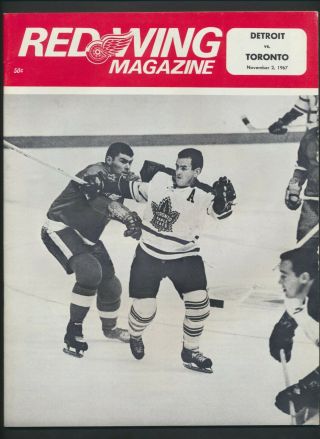 Vintage Detroit Red Wings Nhl Hockey Program Nov 2/1967 Vs Toronto Howe Horton