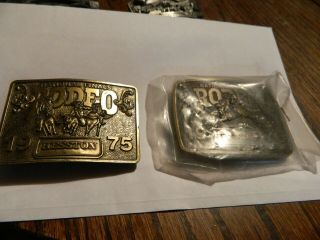 Vintage 1975 & 1976 Hesston Brass Collectible Belt Buckle Nfr Rodeo