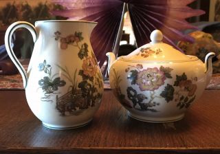 Vintage Wedgwood China Eastern Flowers Creamer Sugar Bowl Cream Pitcher England