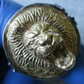 Scarce Ancient Roman Ar Silver Legionary Seal Ring Leg - Vii Clavdia P E Lion