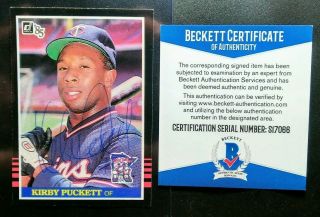 1985 Donruss Kirby Puckett Beckett Signed Autograph Twins Rookie Card Hof D.  06