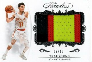 2018 - 19 Flawless Trae Young Game Worn Patch 9/15 Wow