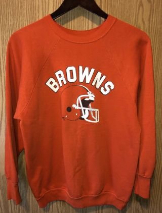 Vintage 80s Cleveland Browns Football Helmet Logo7 Sweatshirt Adult Medium