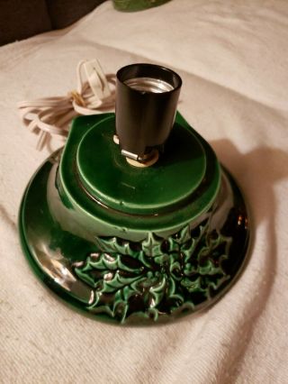 Vintage Ceramic Christmas Tree Replacement Lighted Base Green Holly