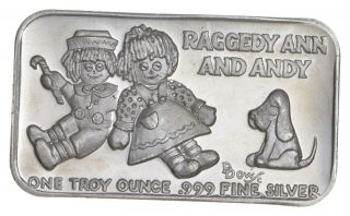 Vintage Art Bar - Raggedy Ann & Andy 1 Oz.  999 Silver - One Troy Ounce 364