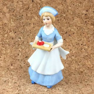Vintage Lefton Nurse With Tray Figurine Bisque Porcelain 5 " Handpainted 03650