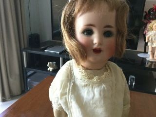Antique German Bisque Head Leather Body Toddler Doll Ca 1880 S,  41 Cm In Ht