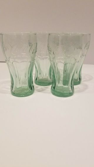 Set Of 4 Libbey Mini Coca Cola Coke Vintage Glasses 4 3/8 " Green Tinted 6.  25oz
