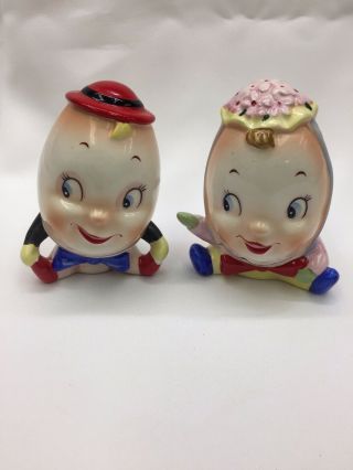 Vintage Napco Japan Boy/girl Humpty Dumpty Salt & Pepper Shakers