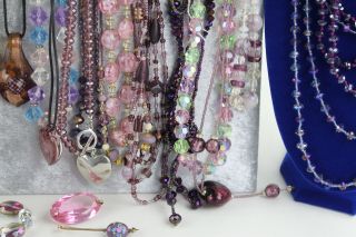 25 x Vintage & Retro GLASS BEAD JEWELLERY inc Murano,  Aurora Borealis,  Necklaces 3
