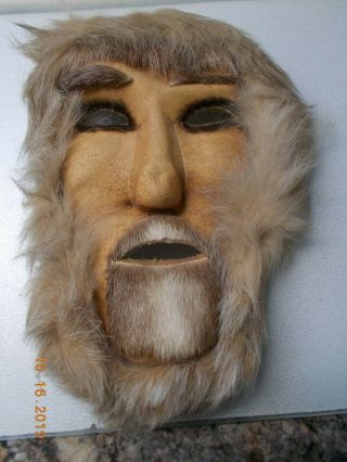 Fur Face Mask - Likely A Vintage Alaskan Eskimo Inuit Shaman Mask