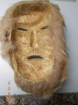 Fur Face Mask - Likely a Vintage Alaskan Eskimo Inuit Shaman Mask 3