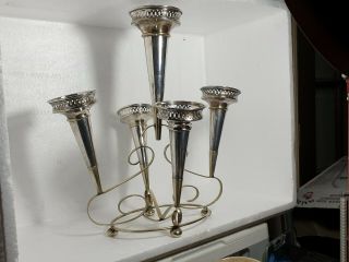 Edwardian Silver Plated Large 5 Trumpet Epergne Fine Table Centre Piece