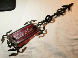 Rare Antique Electra Name Etched In Red Glass End On Cast Iron Weathervane Arrow