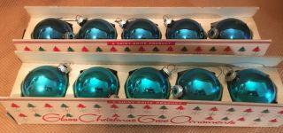 Vintage Christmas 2 Boxes Of Blue Shiny Brite Balls