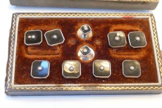 Set Of Silver Vintage Cuff Links,  Shirt Studs,  & Tie Pins
