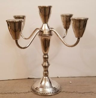 Duchin Creations Sterling Silver 5 Arm Candelabra - Candle Holder Weighted 9 - 3/4 "