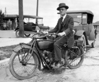 Vtg C.  1930 Orig Photo Film Negative Pre - War Indian (?) Scout Twin Motorcycle 4