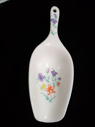 Vintage Ceramic Porcelain Sugar,  Flour,  3oz Scoop Utensils Floral Design Ivory 