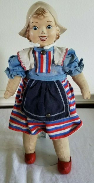 1940s Dutch Girl Netherlands Liberation Doll Rare Unica Composition And Cloth
