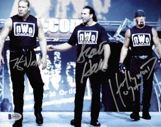 Hulk Hogan Scott Hall Kevin Nash Signed 8x10 Photo Bas Beckett Wwe Nwo Wcw 1