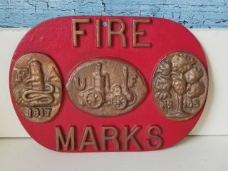 Vintage Cast Iron Fire Marks United Firemen 