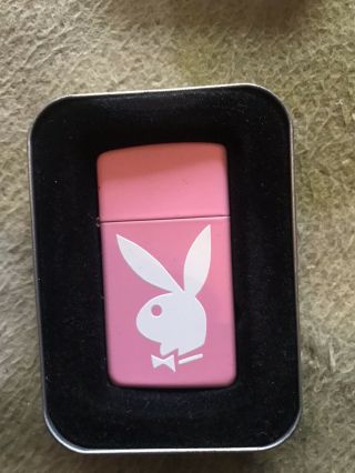 Vintage Pink Playboy Bunny Zippo Advertising Lighter W/ Case