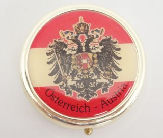 Vintage Austria Pill Box Osterreich Souvenir Plastic Insert With 3 Sections 2 "