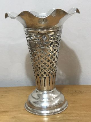 1901 Antique Edwardian Solid Silver Flower Spill Bud Vase - 91.  5g/3.  2 Oz