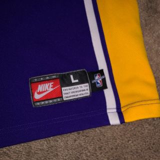 Lg Vintage NIKE LA Los Angeles Lakers Warm Up Shooting Shirt Jacket Jersey EUC 2