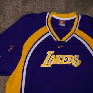 Lg Vintage NIKE LA Los Angeles Lakers Warm Up Shooting Shirt Jacket Jersey EUC 3