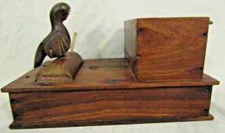 Vintage Bird Mechanical Cigarette Dispenser Wood Cute Bird
