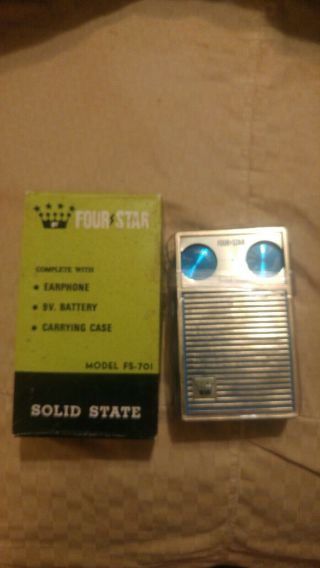 Vintage Four Star Solid State Blue Model Fs - 701 With Box