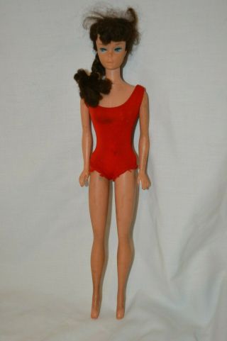Vintage 6 Ponytail Barbie With Red 1 Piece Bathing Suit