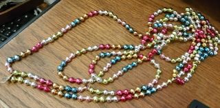 Vintage Double Bead Mercury Glass Garland Multi - Colored