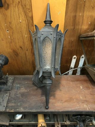 Vintage Single Spiked Wrought Iron Outdoor Sconce Entryway Gothic Revival